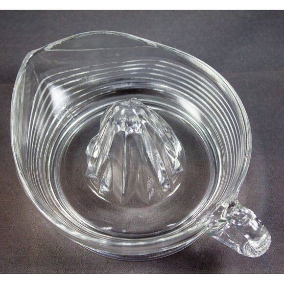 Vintage Anchor Hocking Pressed Glass Lemon Reamer Juicer Ribbed Sides Art Deco - Picture 3 of 6